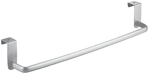iDesign Axis Handtuchhalter, praktische Handtuchstange für Bad und Küche, Tür Handtuchhalter zum Einhängen, Metall silber, 14-inch, 38 x 175 x 394 mm