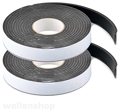 wellenshop 2 x 3m Dichtungsband 19mm x 3mm für Türen Fenster KFZ Boot wasserresistent