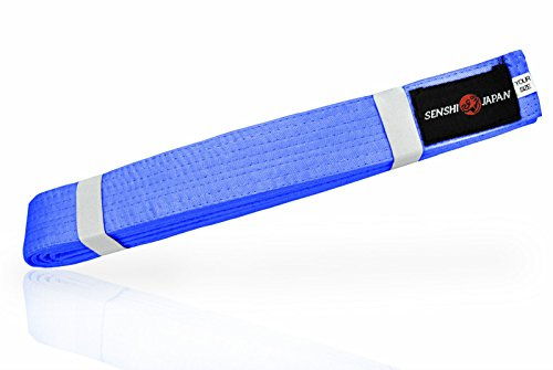 Senshi Japan Karate Belt - Martial Arts Karate Suit Belt for Training and Grading - Premium Cotton Belt with Reinforced Stitching - For Karate, BJJ, Judo, Jiu Jitsu, Combat Sports (Blue, 280cm)