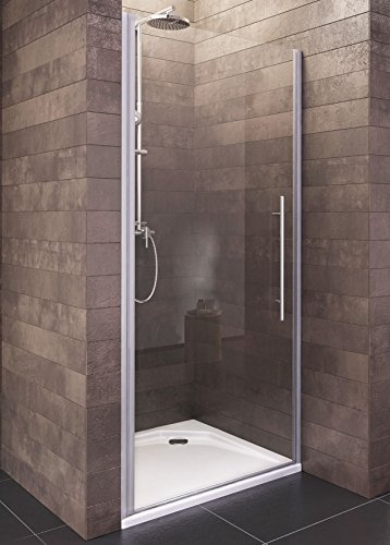 Schulte D69241004 01 50 Duschkabine Drehtür Nische Bremen, 80 x 190 cm, 5 mm Sicherheitsglas transparent, Profile in alu grau
