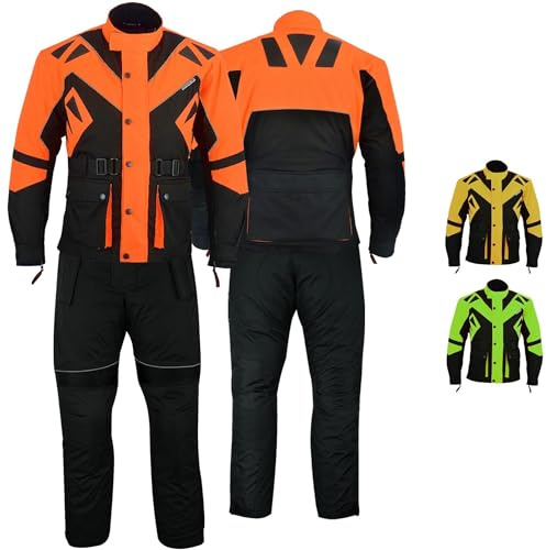 German Wear Motorradkombi Herren 2-teiler mit Protektoren Motorradanzug Textilien Motorradjacke & Motorradhose motorrad kleidung Orange - 52