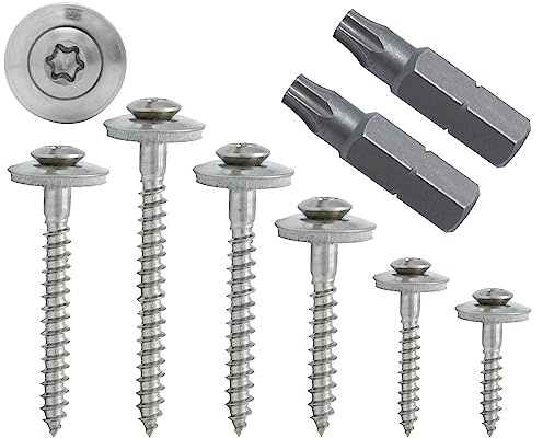 Stahlia Spenglerschrauben mit Dichtscheibe 4,5x40mm Torx Blechschrauben (200 Stück) Edelstahlschrauben Trapezblechschrauben DIN 9171 inkl. Bit TX20