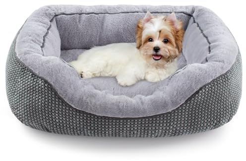 INVENHO Small Dog Bed for Small Dogs, Cat Beds for Indoor Cats Washable, Orthopedic Dog Bed, Warming Soft Calming Sleeping Puppy Bed Durable Pet Bed with Anti-Slip Bottom S(20x19x6)