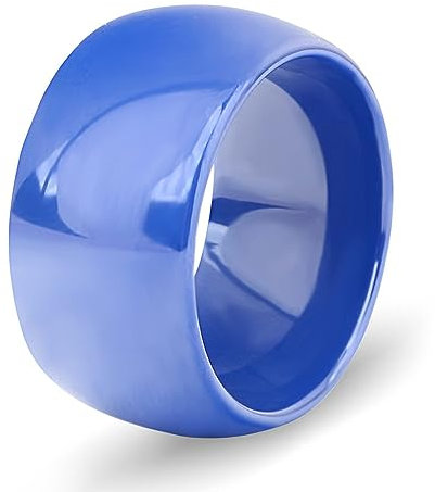 Keramikringe, eleganter Stil, klobiger 11 mm Dicker Ring, große, übergroße Damenringe, Komfort, Blau und Weiß, Modeschmuck, Geschenk, Kristall, Blau, 6