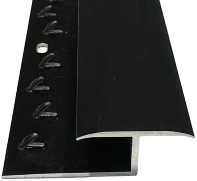 Grandismo® Carpet to Laminate/Tile/Wood Flooring - Prestige Luxury Trims Extra Long 9ft / 2.7m / 270cm / 2700mm - Threshold Strip Trim - Z Edge Metal Door Bar Exclusive Colours (Brushed Black)