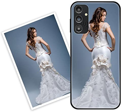 Sunrive Personalisierte Hülle kompatibel mit Samsung Galaxy A15 Handyhülle Benutzerdefiniert Gehärtetes Glas Weicher Etui mit Eigenem Foto Bild Text Individuelle + Displayschutzfolie