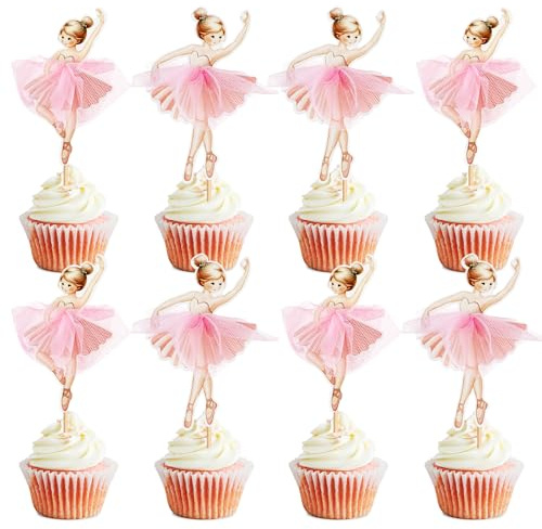 24 Stück Ballerina Tutu Cupcake Toppers SchwaRosa Ballett Mädchen Cupcake Toppers Ballett Cupcake Dekoration Picks Für Ballerina Thema Baby Dusche Geburtstag Party Kuchen Dekoration Zubehör
