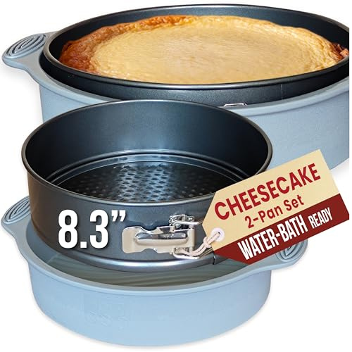 8 Inch Springform Cake Pan NONSTICK - Cheesecake Pan with Silicone Sleeve – NO LEAKS in Water Bath - No Foil Wrap Needed - Easy Cake Release – Sturdy Build - Heavy-Gauge Carbon Steel 0.4 mm
