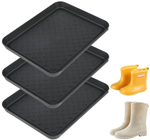 Juego de 3 Bandejas para Goteo de Zapatos 35 x 27,5 x 3 cm, Bandeja de Plástico para Zapatos para Días de Lluvia y Temporada de Nieve, Adecuada como Alfombrilla para Comida de Mascotas, etc.