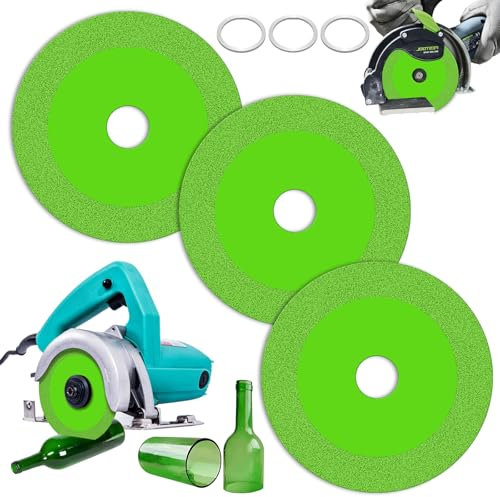 Coicok 3 Pièces Disque Coupe Verre, Disque Diamant 125 Carrelage, Ø 22,23 mm Coupe Verre Diamant, Coupe Bouteille en Verre pour Bouteilles, Porcelaine ou Jade(Vert)
