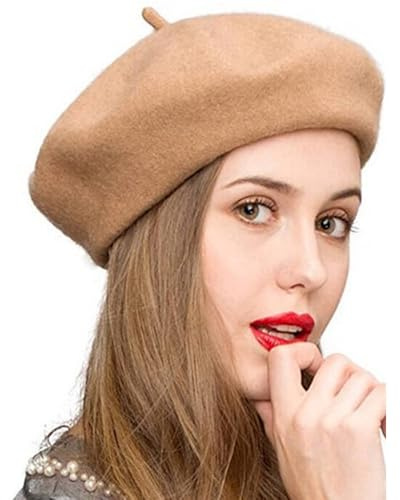 TRIXES Béret Camel - Style français classique - Laine pour la chaleur hivernale - Accessoire de mode idéal pour déguisement