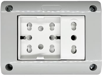 4box - Externa scatola da esterno IP40 3 moduli completa di Side XL. Contenitore e Presa. Non necessita di adattatore. Installazione veloce.