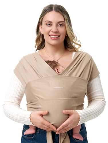 Momcozy Baby Wrap Carrier for 3.6-15kg, Adjustable Sling for Newborn, Curry