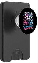 Raccoon Gaming So Many Games So Little Time PopSockets PopWallet per MagSafe