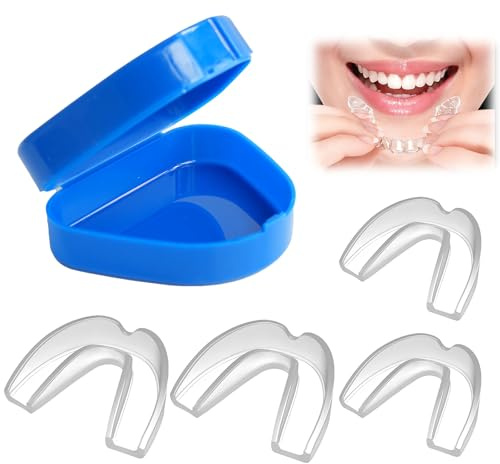 Ferula urladdning tandbruxism natt tandborstning tandskydd, munskydd för sömn förhindra bruxism och snarkning, munfelar bruxism för sömn, transparent, 4 stycken 2 storlekar