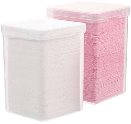 DIYEAH Lingettes Nettoyantes pour Colle à Cils, Lingettes Dissolvantes pour Vernis à Ongles Non Pelucheuses, 2 Boîtes Blanc et Rose, Tissu Non Tissé Léger pour Manucure et Usage