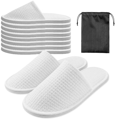Esoes 5 Pairs of Hotel Slippers, Disposable Spa Slippers for Men Women | Hotel Guest Slippers, Lightweight Washable and Foldable Winter slippers for Spa, Party Guest and Travel