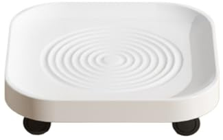 Blomkruksunderlägg Med Hjul Växtvagnar Mobila Växtbrickor Med Hjul For Att Placera Växter Inomhus Och Utomhus Plantunderlägg(White,29x29cm)