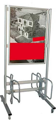 DISPLAY SALES Fahrradständer Werbe-Fahrradständer mit Rollen, 4 Stellplätze für Fahrräder, DIN A1 Werbefläche für Plakate