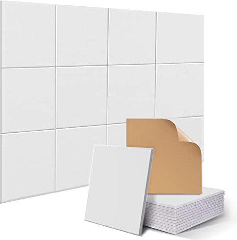 Paneles acústicos autoadhesivos de 12 piezas, paneles de espuma acústica absorbentes de sonido JAMELO Paneles de pared absorbentes de sonido de alta densidad para oficina de estudio en casa