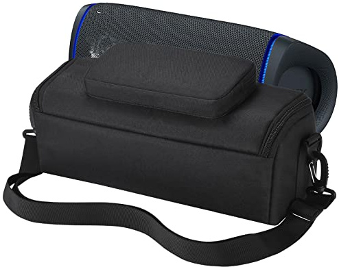 Hzycwgone Tasche Hülle Tragetasche für Sony SRS-XB43 Tragbarer,Kabelloser Bluetooth Lautsprecher,SRS-XB43 Robuste Umhängetasche,extra Staufach für Ladegerät,Kabel,Telefon und Zubehör (Schwarz)
