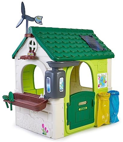 FEBER - Eco House, pädagogisches Gartenhaus, mit ökologischen Spielen, städtischem Pflanzgefäß, 2 Abfalleimern, Einer Windmühle, für naturbegeisterte Jungen und Mädchen, +2 Jahre, Famosa (FEH16000)