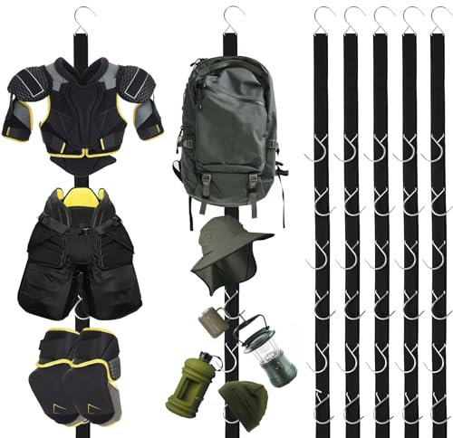 Hockey-Ausrüstungs-Trockenständer mit 12 Haken, Sportausrüstung, Organizer für Hockeysachen, Hockey-Geschenke, für Hockeyspieler, 5 Stück, Hängeregal für Eisfeld, Hockey, Lacrosse, Fußball, Baseball,