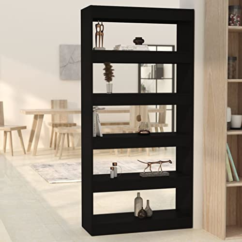 CKioict Eckvitrine Modernes Standregal Wohnzimmermöbel Bücherregal/Raumteiler Schwarz 80x30x166 cm Holzwerkstofffür Wohnzimmer, Schlafzimmer, Büro
