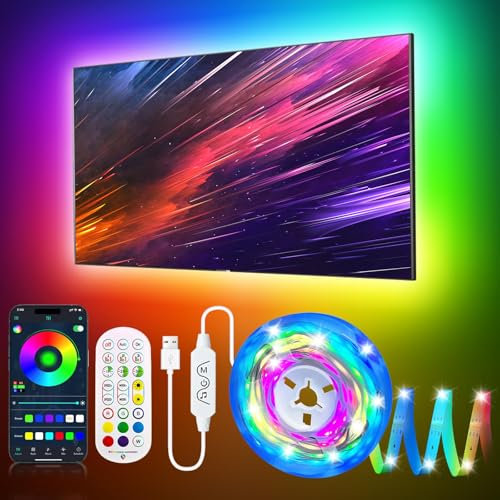 DTQJ LED Lights for TV 43-55 inch, 13.1 FT TV LED Backlight TV Lights Behind LED for TV Lighting, ICRGB LED Strip Lights with Remote Bluetooth APP Control, USB LED Lights for Bedroom Monitor Gaming
