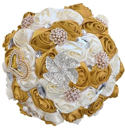 Fasksh Oro matrimonio damigella d'onore tenendo fiori bouquet da sposa per festa di nozze (colore: R7, dimensioni: 21 cm)