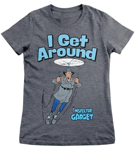 Inspector Gadget Licenciado Oficialmente I Get Around Camiseta de Mujeres (Oscuro Heather), Medium