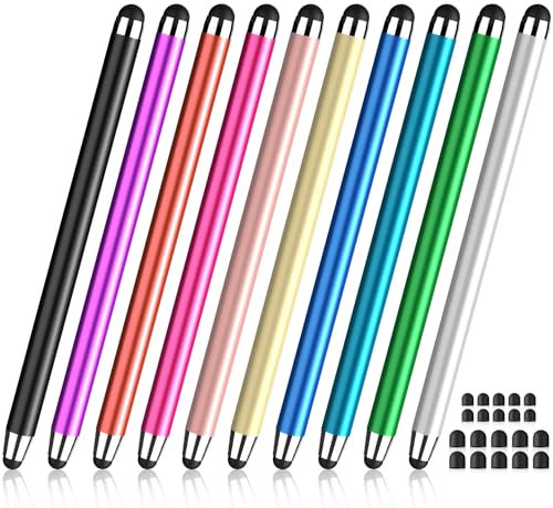 Touchscreen Stift,10pcs Tablet Stift für alle Tablets,Tablet Stift 2IN1 mit 10x0.35''Silikon Spitze/10x0.24''Silikon Spitze,Hohe Präzision,kompatibel mit alle Touchscreen Geräte (10, Multi)