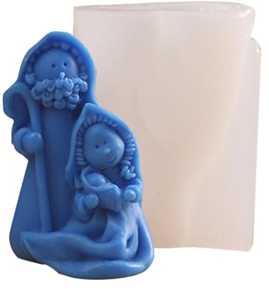 Stampo per presepe | Stampo per candela per presepe con scultura in resina | Stampo in resina flessibile antiaderente per presepe, riutilizzabile per Natale, compleanno, Ringraziamento