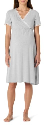 Amazon Essentials Women's Soft Cotton Blend Nursing Maternity Sleepwear Nightgown, Medium Grey Heather, Small
