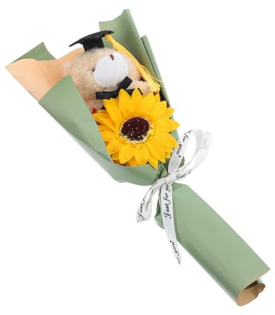 Warmhm Dr. Bear Puppenstrauß Blumensträuße aus Seife Rosenstrauß Plüschbär Abschlussparty Dekoration Plüschtier Blumenstrauß Grad Blumenstrauß Strumpfblumen (Siebdruckblumen)