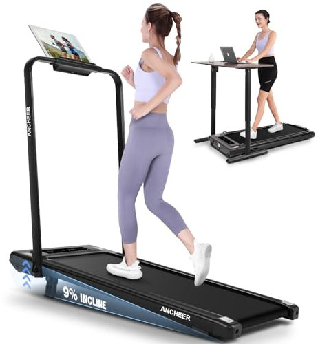 Laufband für Zuhause Klappbar, ANCHEER Laufband mit Steigung für Zuhause, Walking Pad Laufband 12km/h, Large Running Surface 135.5 * 72cm, Belastbarkeit 130 kg, Fernbedienung, 2s Faltbar