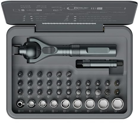 ATuMan 40 in 1 magnetic ratchet screwdriver set with Detachable Handle, 180° Ratchet Head, 45-Tooth Mechanism, Magnetic Tool Kit with Case for Computer, Electronics Repair, Ideal for Home, DIY