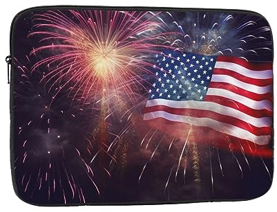 Laptopfodral fodral fodral fyrverkeri amerikansk flagga 4 juli laptopväska datorväska 10 tum datorskyddande notebook fodral