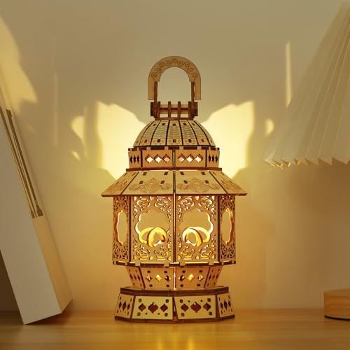Cuteefun Kit di Modelli di Puzzle in Legno 3D, Fare Il Proprio Woodcraft Kit per Adulti da Costruire, Set di Costruzioni Meccaniche, Regalo per Il Compleanno della Festa del papà （Hand Lantern）