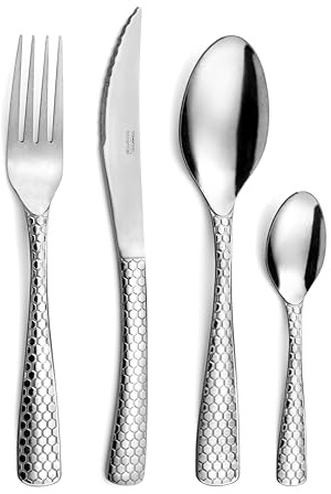 Pradel Essentiel Capsule - Cubertería, 24 cubiertos de mesa, para 6 personas, acero inoxidable 18/0, acabado estándar