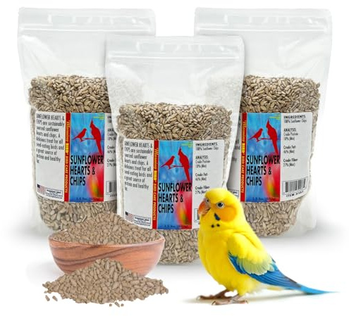 Morning Bird Sunflower Hearts & Chips 4.5 lbs (3-Pack, 1.5 lbs Each) – Premium Bird Seed with High Protein & Healthy Fat - Shelled Sunflower Hearts for Birds - Mess Free, Easy to Feed, Delicious Snack