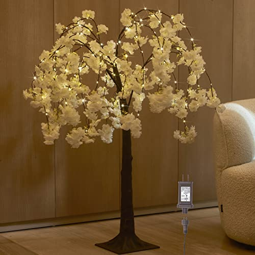 Hairui Beleuchteter Weiße Kirschblütenbaum, batteriebetrieben, 120 cm, 180 LED, künstlicher Baum für Hochzeit, Party, Sommer, Weihnachten, Heimdekoration