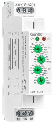 GEYA 10A Relé temporizador de ciclo asimétrico marche/arrêt con repetición de ciclo 1SPDT Carril DIN(GRT6-S1,AC/DC24V-240V)