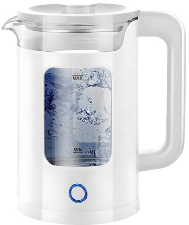 Electric Glass Kettle, 1.5L Fast Boil Quiet White Water Kettle with Stainless Steel, Auto Shut-Off & Boil-Dry Protection, One-Touch Operation for Home & Office
