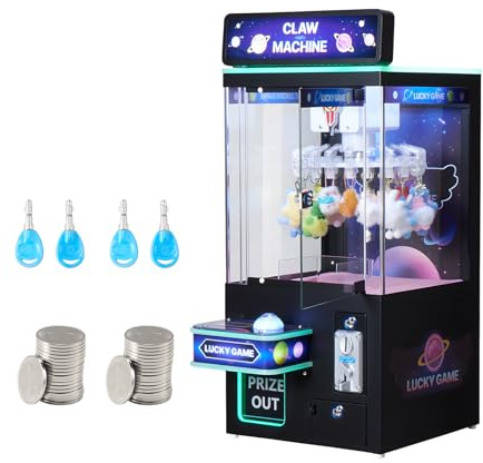 VEVOR Claw Crane Machine, Medium-Sized Arcade Game Machine with Light & Sound, Adjustable Difficulty, Precise Toy Candy Grabber Prize Dispenser Vending Toy, for Commercial Home Cinema, Black Purple