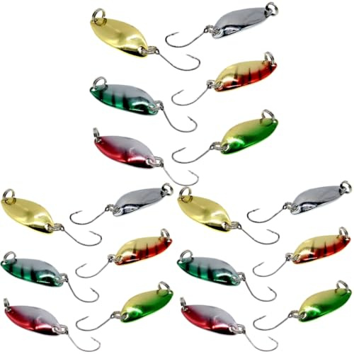 Leurre à truite, Spoon avec crochet simple, cuillère de pêche en métal, leurres de pêche, kit de leurres artificiels pour brochet, truite, perche 3 g/3 cm