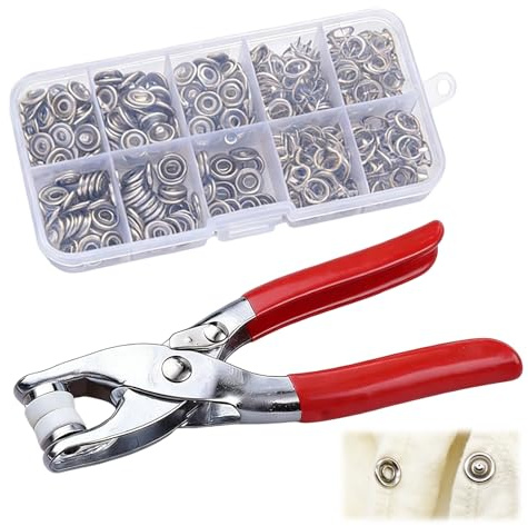 Druckknöpfe Ohne Nähen Für DIY Basteln,Kinderbekleidung,Kleidung Taschen | Druckknöpfe Mit Zange,Druckknöpfe,100 Sätze 9,5 mm Metalldruckknöpfe mit Verschluss Zange Presse Werkzeugsatz - Silber