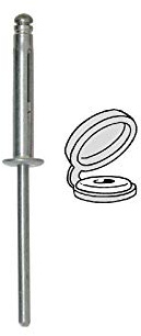 Rivet Espanso Chapo in sacchetto per targa di immatricolazione, da 5 a 12 mm di spessore, 25 mm di lunghezza, bianco, lotto da 15
