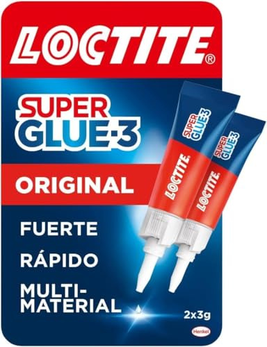 Loctite Super Glue-3 Original, pegamento universal con triple resistencia, adhesivo transparente, pegamento instantáneo y fuerza instantánea, 2x3 g