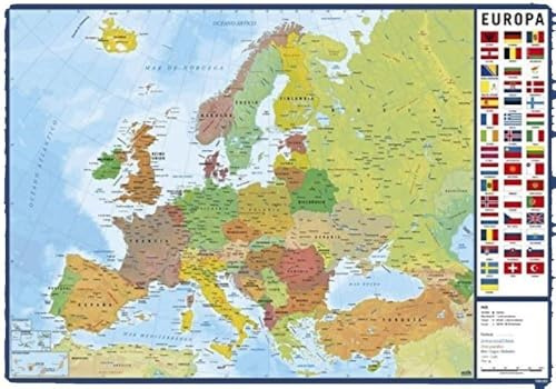 Erik Schreibtischmatte Europakarte auf Spanisch - Schreibtischunterlage Jungen und Schreibtischunterlage Mädchen Abwischbar, TSEH294